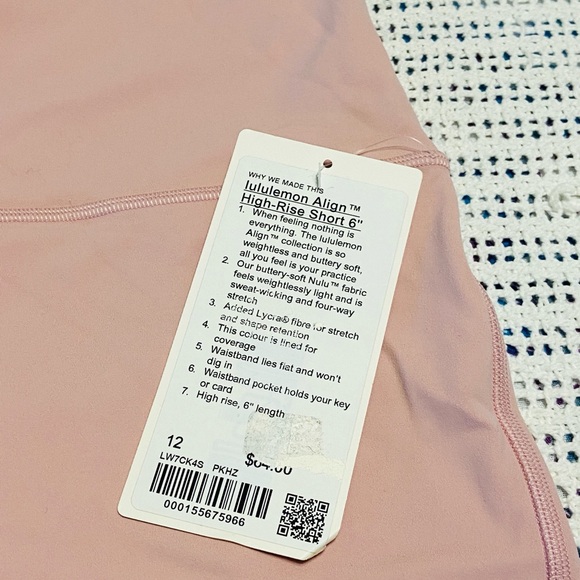 Lululemon Athletic Align High Rise Short 6” New Soft Pink Gym workout Size 12 - Picture 5 of 10